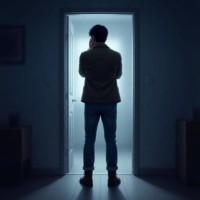 Путешествие героя, этап "Отказ от зова" — фигура отворачивается от света, символ страха перед изменениями